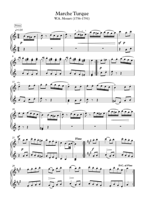 Marche Turque piano duet 4 hands