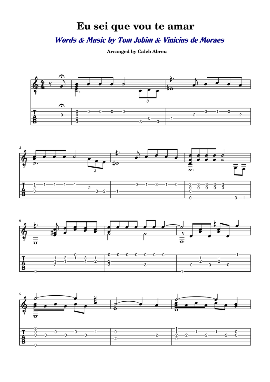 Eu Sei Que Vou Te Amar Electric Guitar scores gallery preview page 1