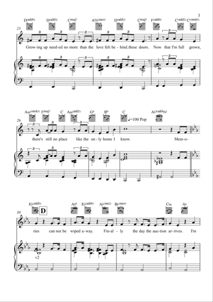 The Only Home I Know Piano, Vocal, Guitar scores gallery preview page 3