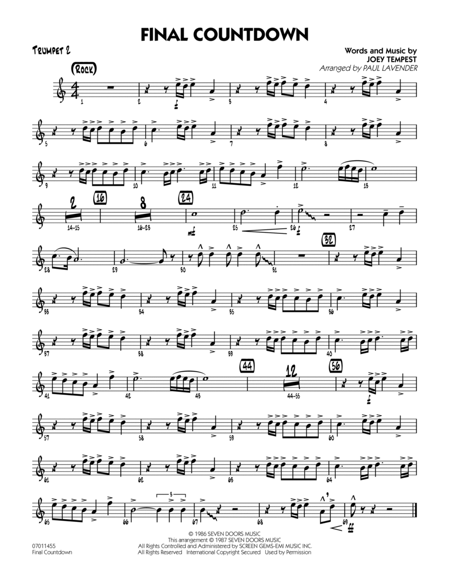Final Countdown - Trumpet 2 Jazz Ensemble scores gallery preview page 1