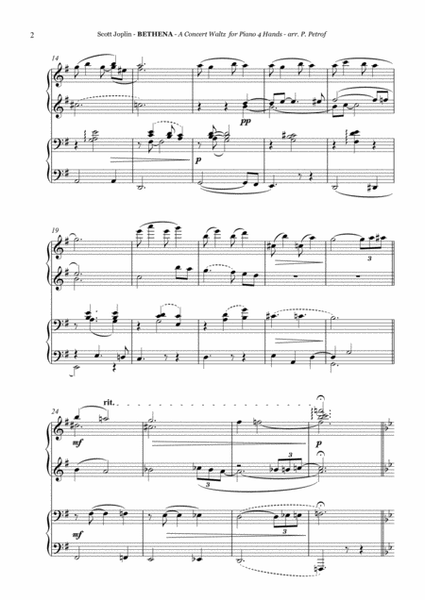 Joplin - Bethena Waltz - piano 4 hands image number null