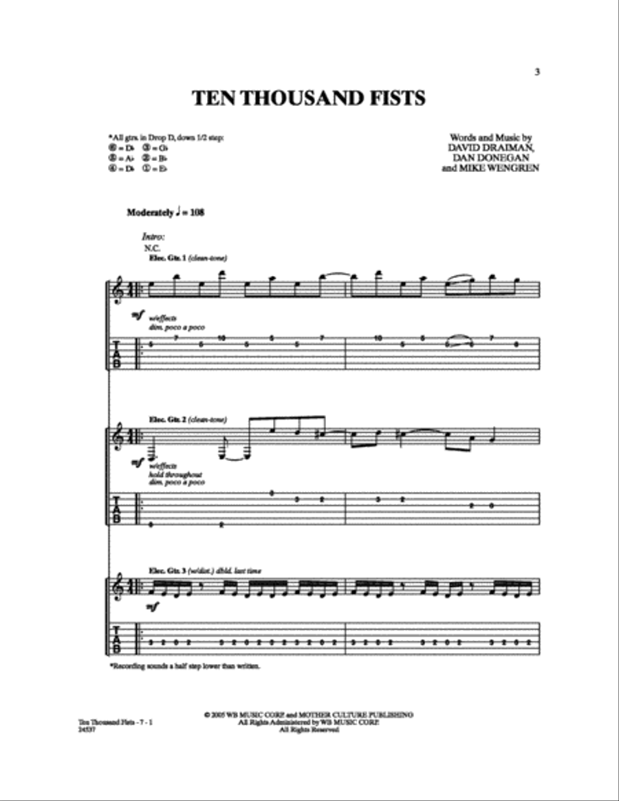 Ten Thousand Fists Ten Thousand Fists Electric Guitar scores gallery preview page 1