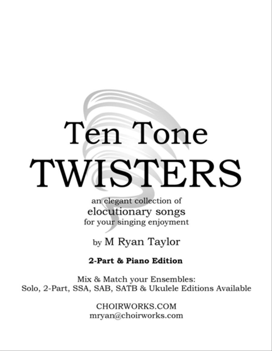 Ten Tone Twisters for 2-Part Choir & Piano 2-Part scores gallery preview page 1