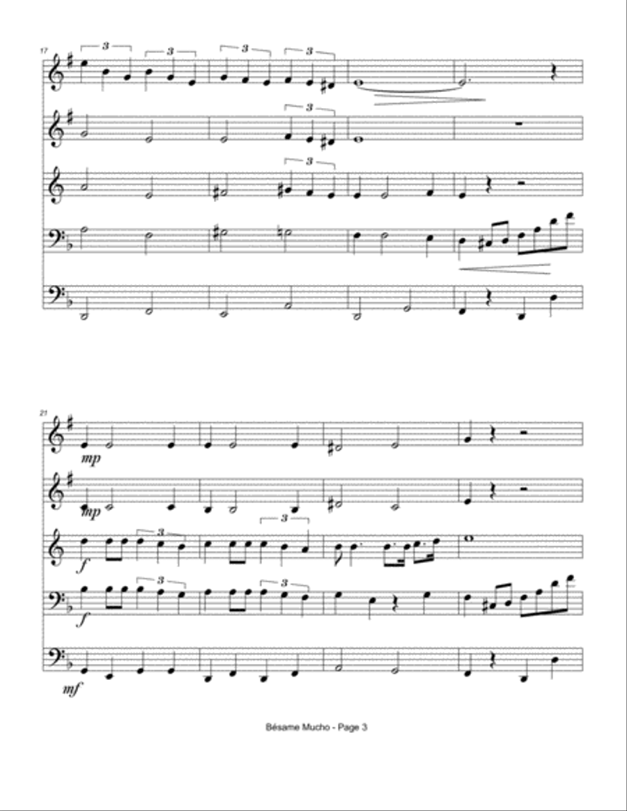 Besame Mucho (Kiss Me Much) Brass Ensemble scores gallery preview page 4