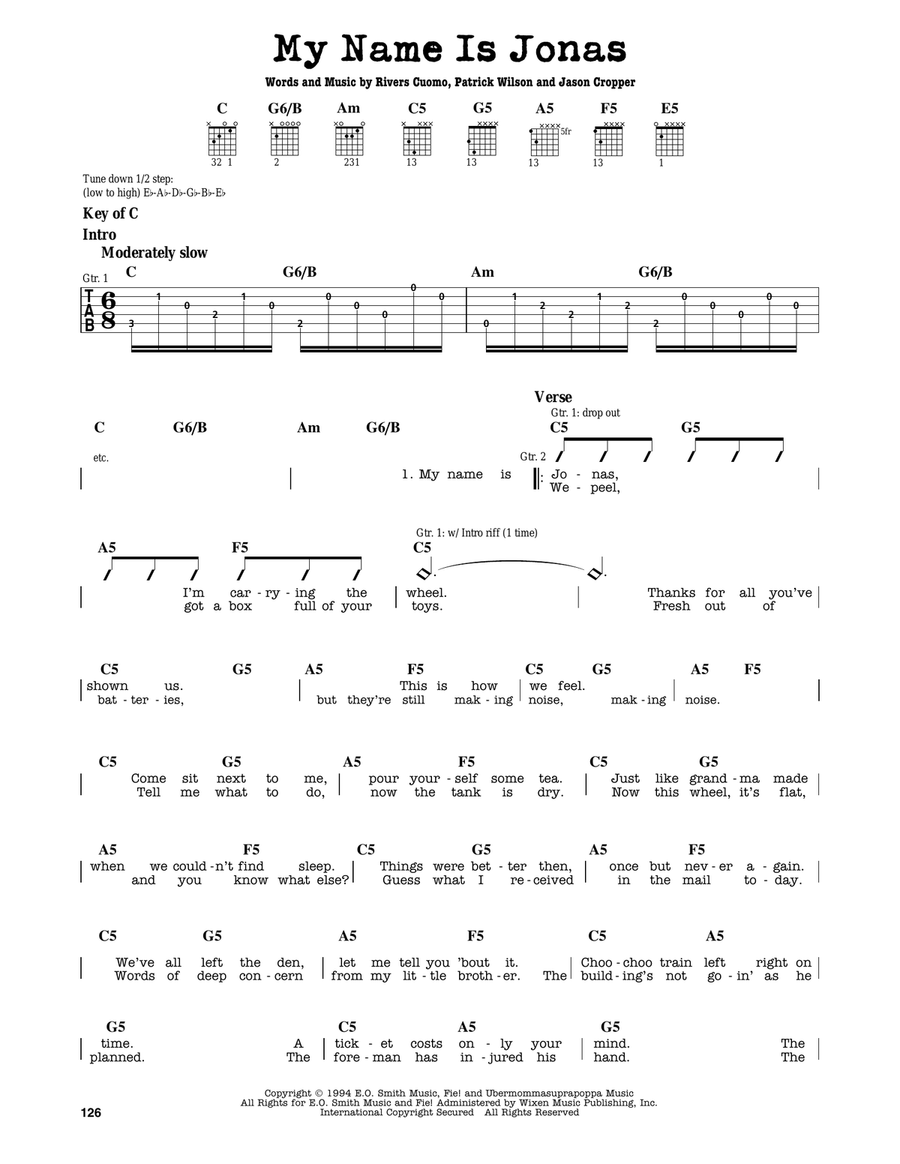 My Name Is Jonas Electric Guitar scores gallery preview page 1