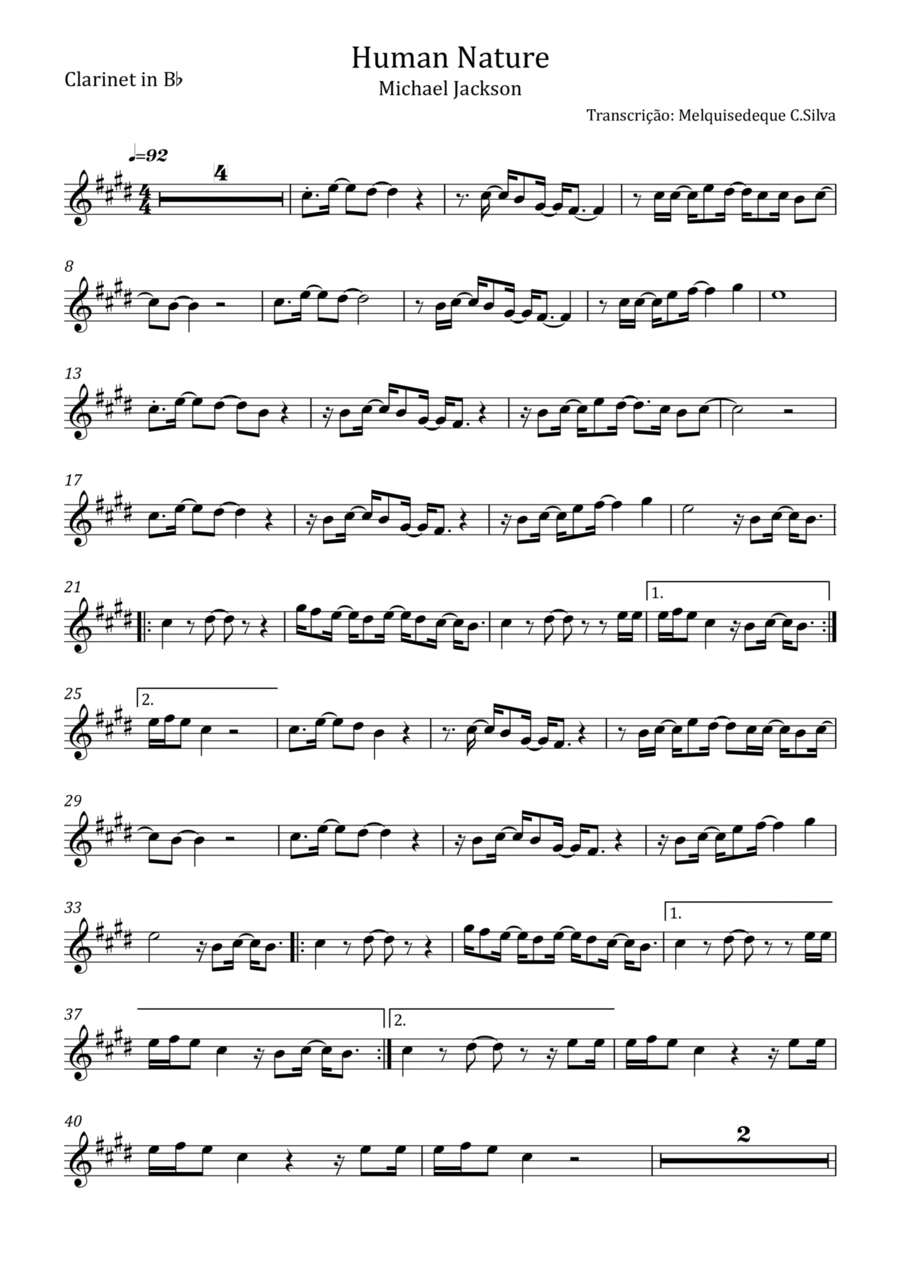 Human Nature Clarinet Solo scores gallery preview page 1