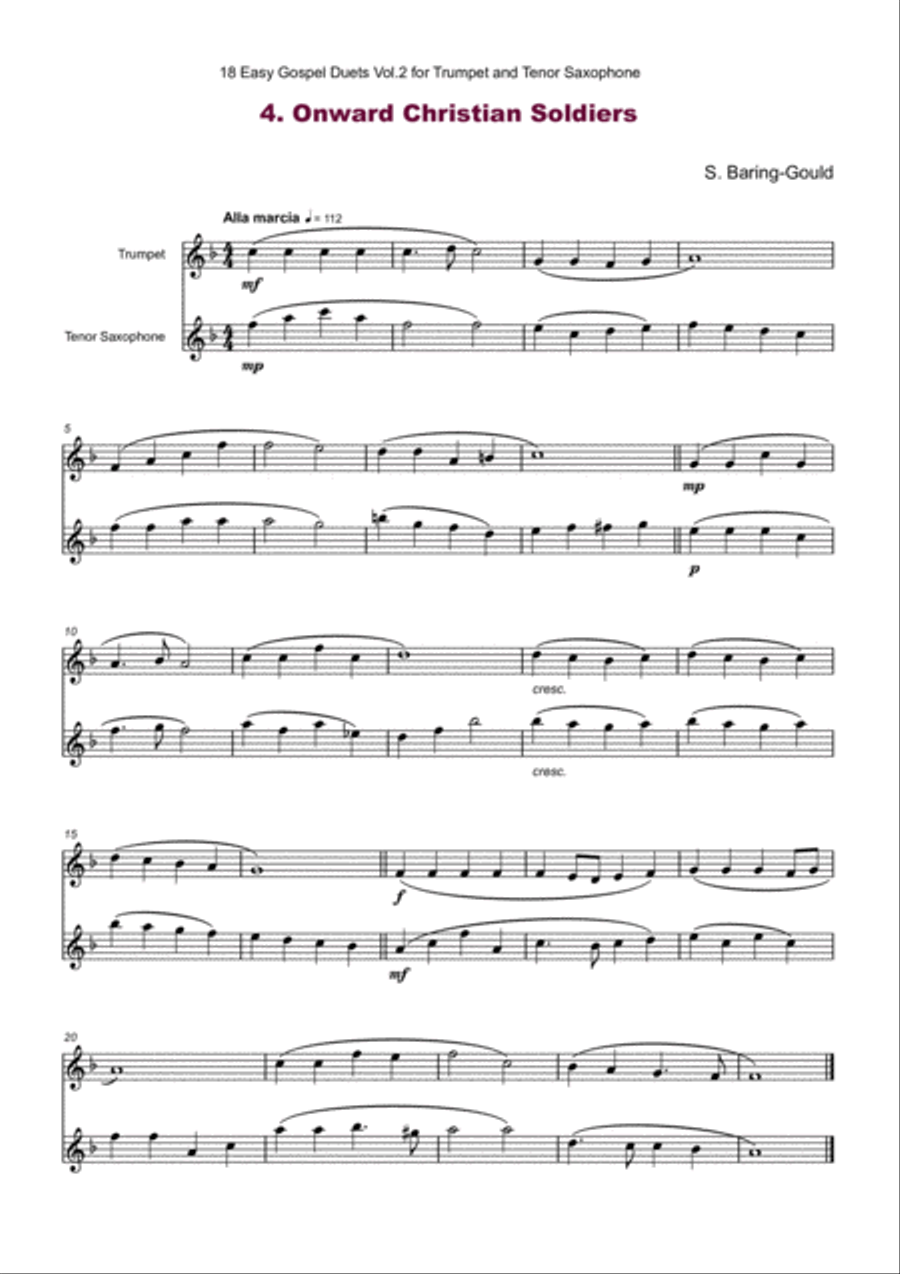 18 Easy Gospel Duets Vol.2 for Trumpet and Tenor Saxophone Tenor Saxophone scores gallery preview page 6