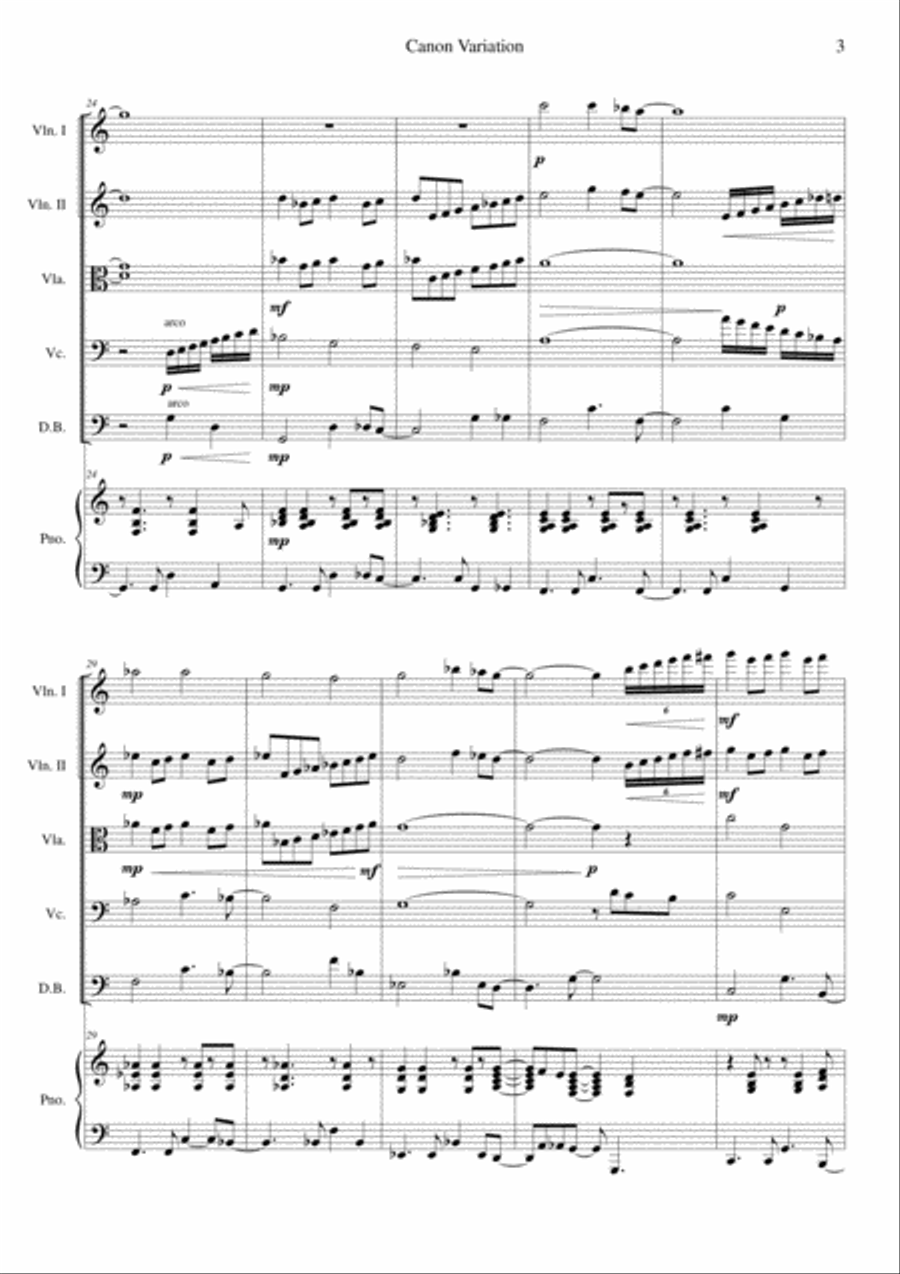 Canon Variation (Jazz Version) Chamber Music scores gallery preview page 3
