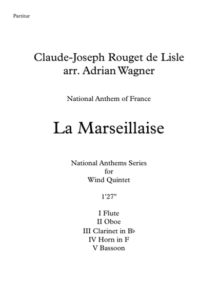 La Marseillaise (National Anthem of France) Wind Quintet arr. Adrian Wagner image number null