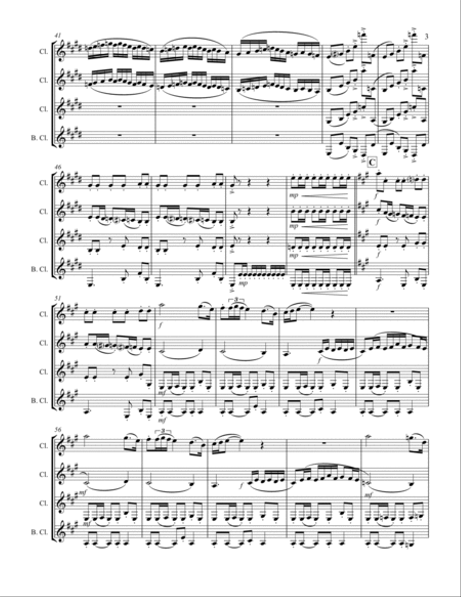 Albéniz - “Sevilla” from Suite Española (for Clarinet Quartet) Clarinet Quartet scores gallery preview page 4