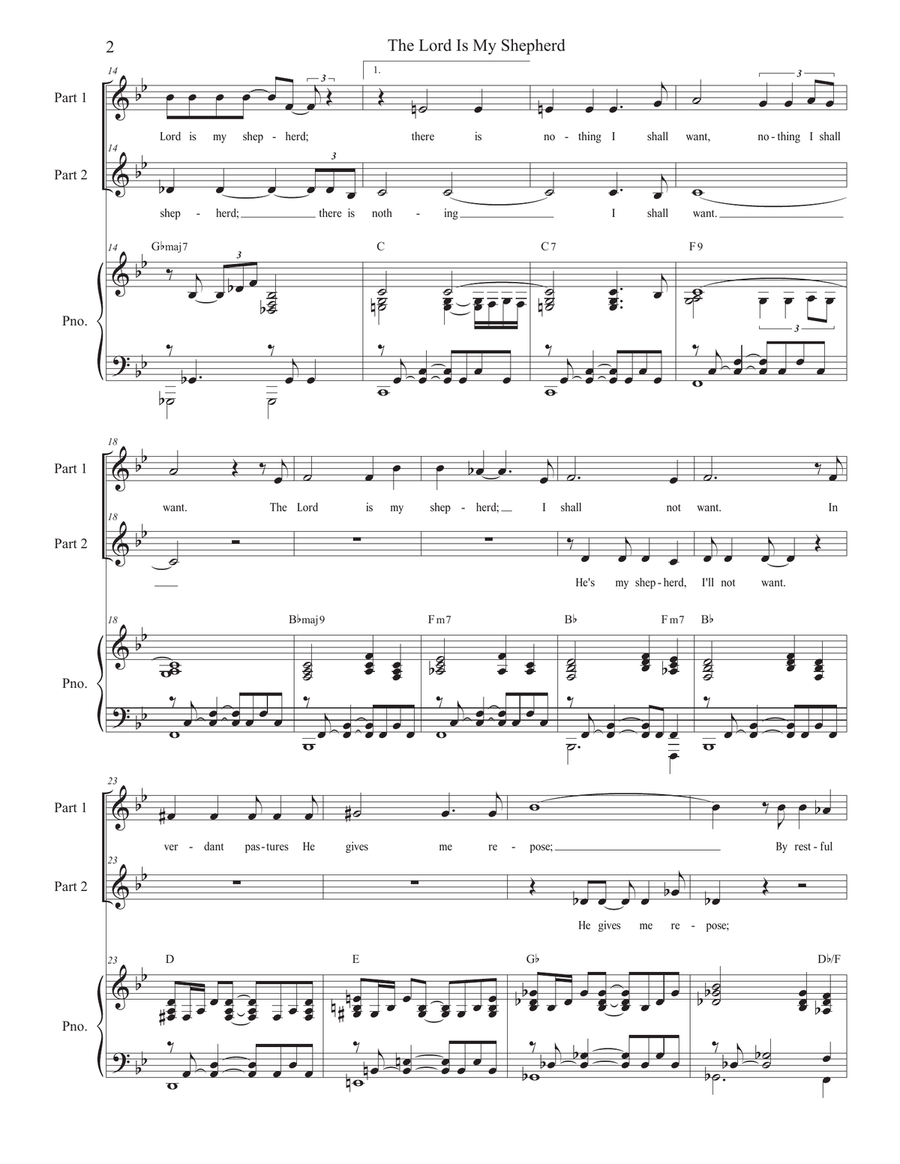 The Lord Is My Shepherd (2-part choir) 2-Part scores gallery preview page 2