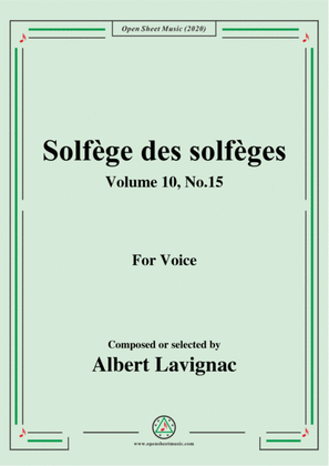 Book cover for Lavignac-Solfège des solfèges,Volume 10,No.15,for Voice