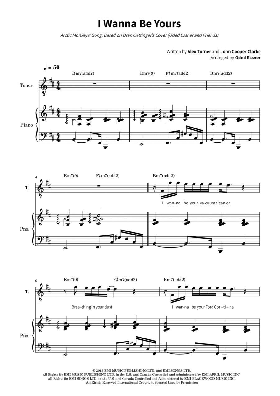 I Wanna Be Yours Voice scores gallery preview page 1
