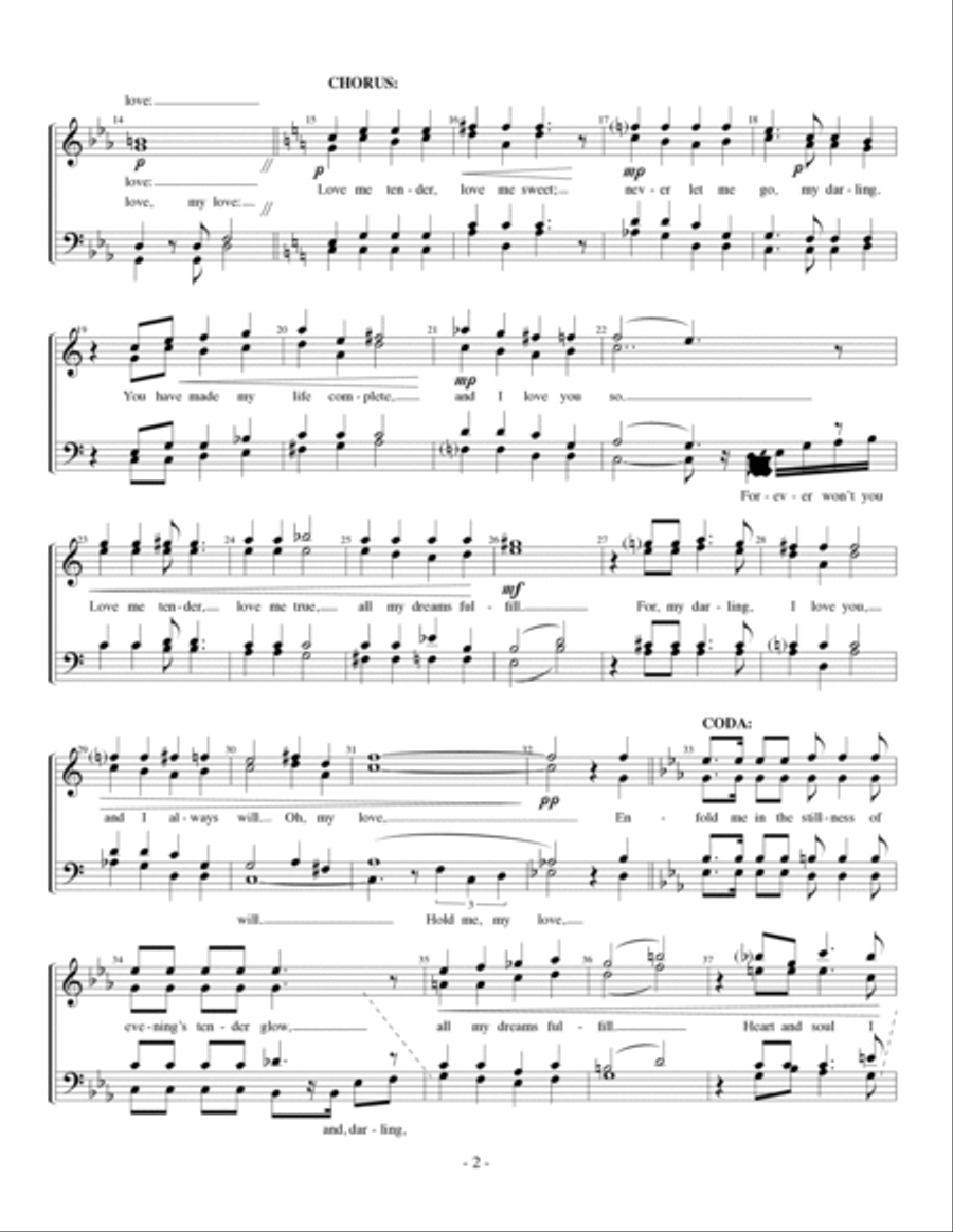 Love Me Tender A Cappella scores gallery preview page 2