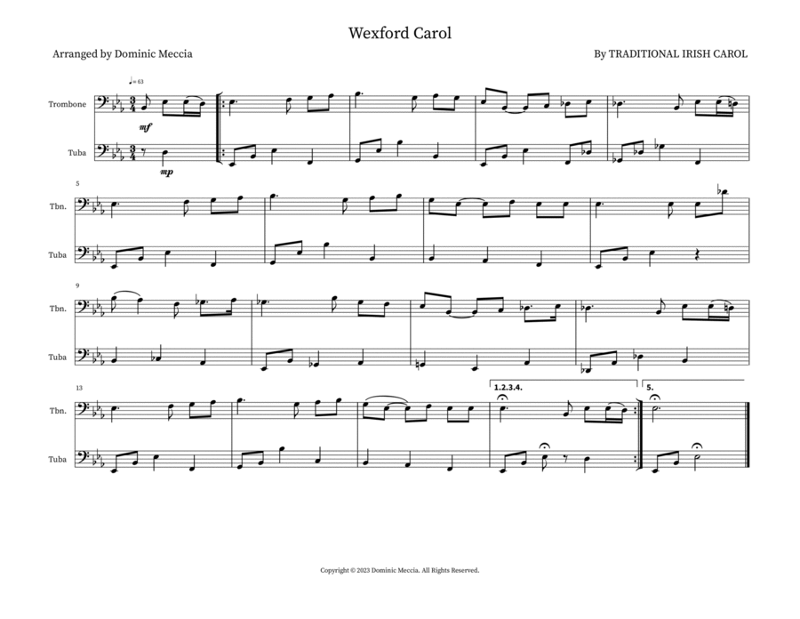 Wexford Carol Brass Duet scores gallery preview page 1