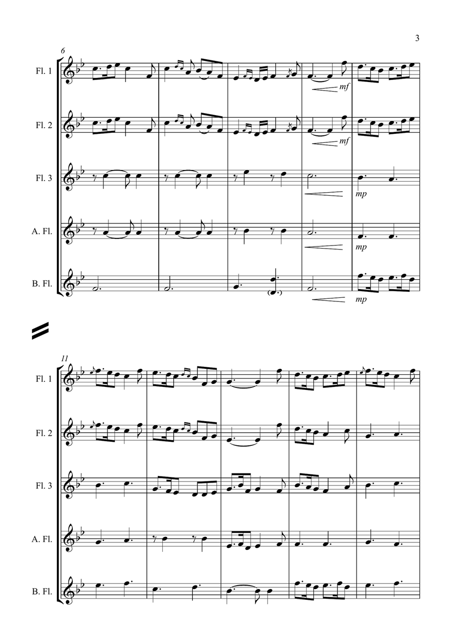 Lough Erin Shore - For Flute Choir Woodwind Quintet scores gallery preview page 3