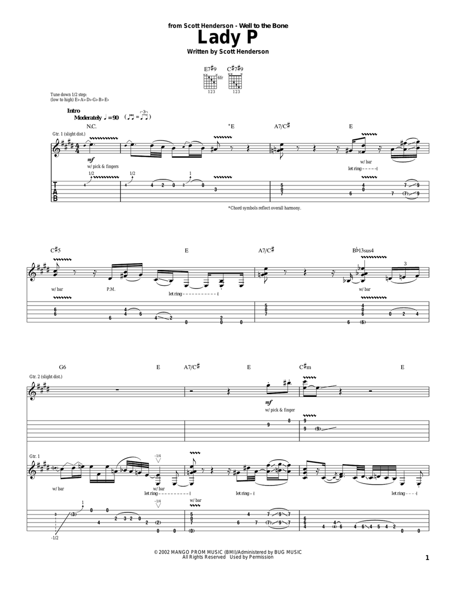 Lady P Acoustic Guitar scores gallery preview page 1