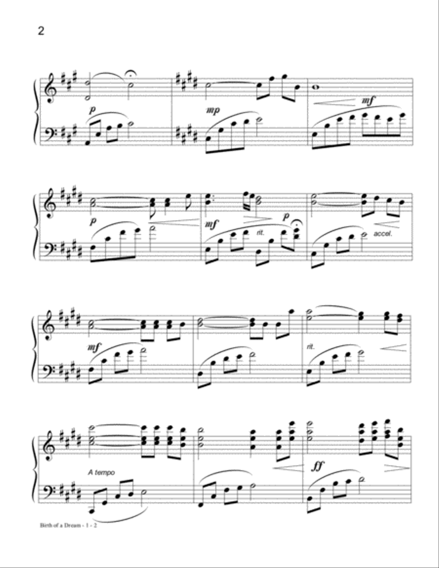 Birth of a Dream Birth of a Dream Piano Solo scores gallery preview page 2