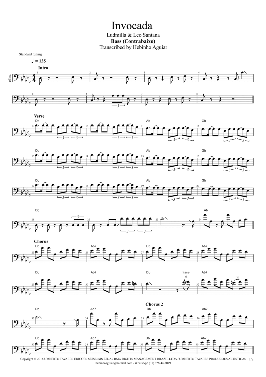 Invocada Bass Guitar scores gallery preview page 1