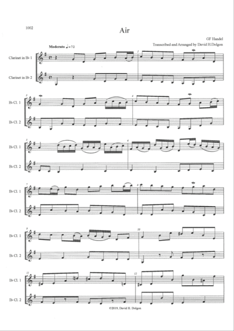 Two Airs by GF Handel for Clarinet Clarinet Solo scores gallery preview page 2
