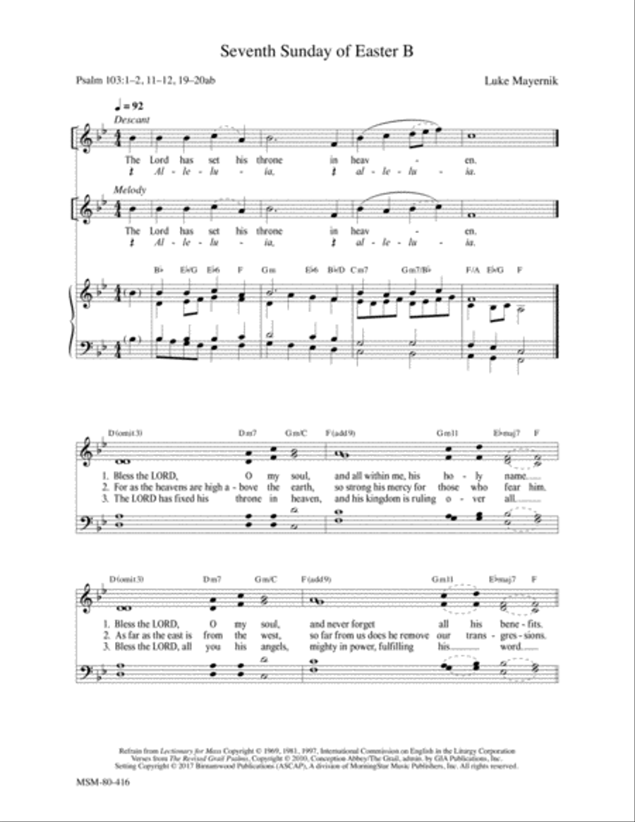Seventh Sunday of Easter B 4-Part scores gallery preview page 1