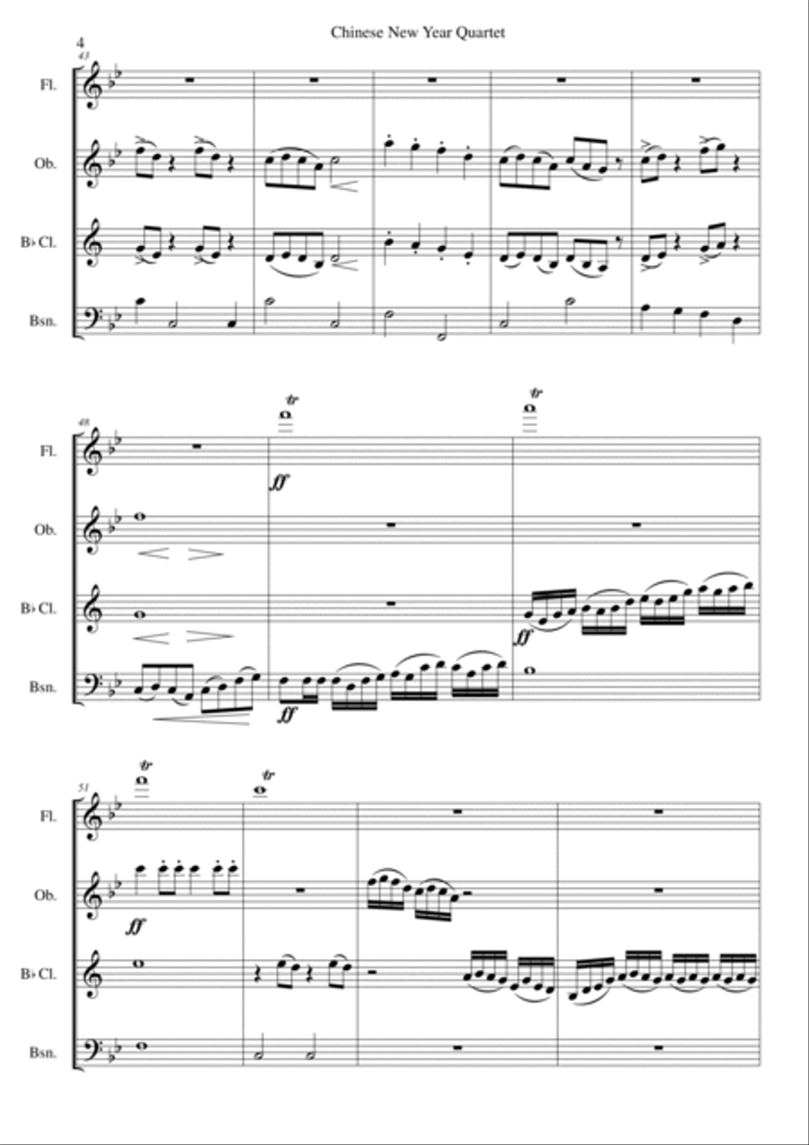 Chinese New Year Celebration Wind Quartet Woodwind Quartet scores gallery preview page 4