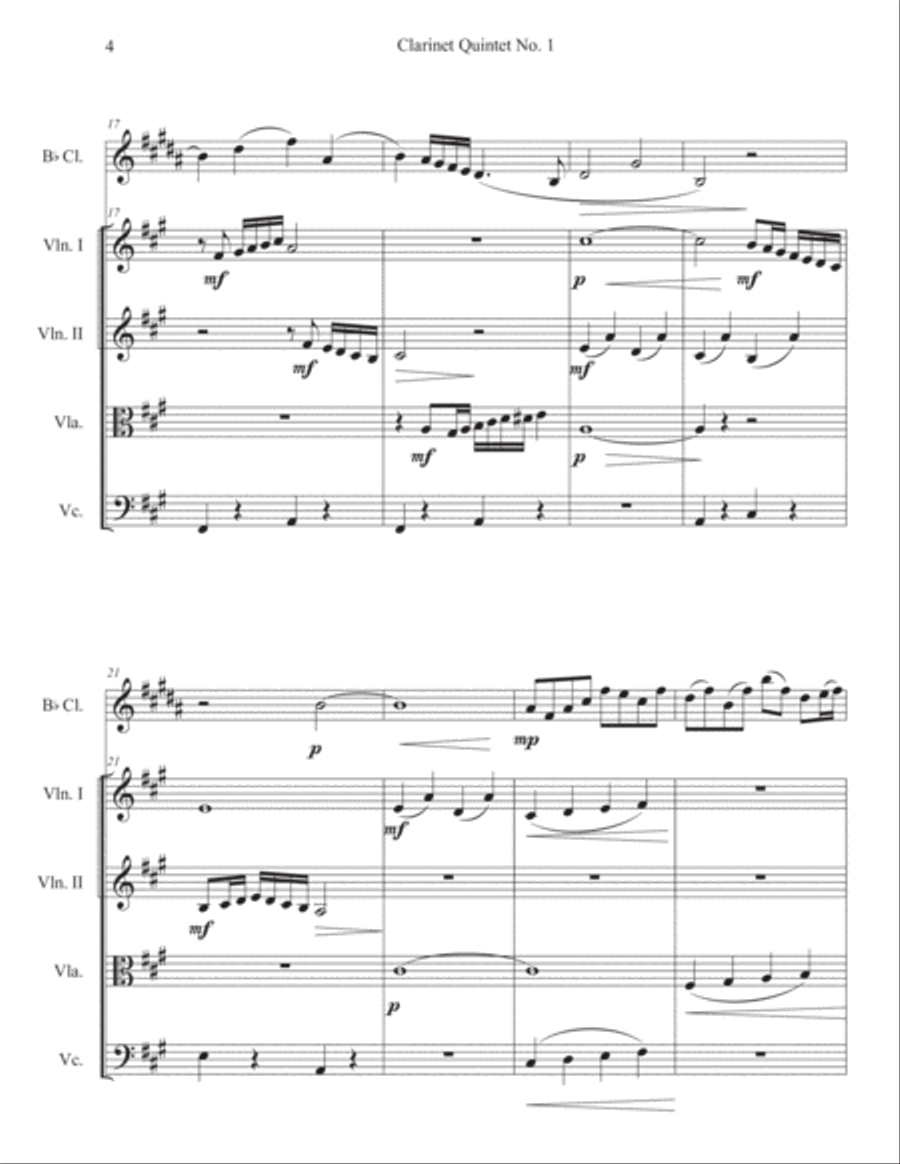 Clarinet Quintet No. 1: Adagio and Allegro Small Ensemble scores gallery preview page 4