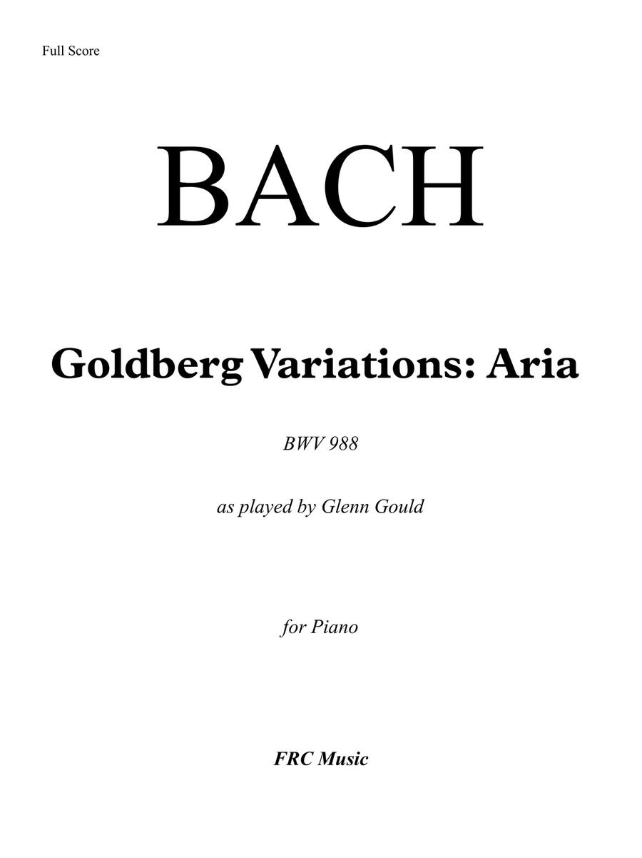 Goldberg Variations: Aria, BWV 988 (As played by Glenn Gould) Voice scores gallery preview page 2