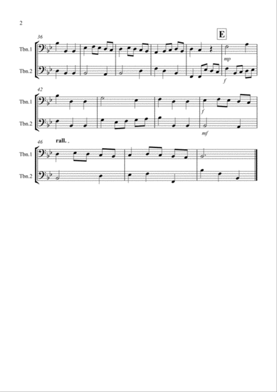 Minuet in G by Bach for Trombone Duet Trombone Duet scores gallery preview page 2