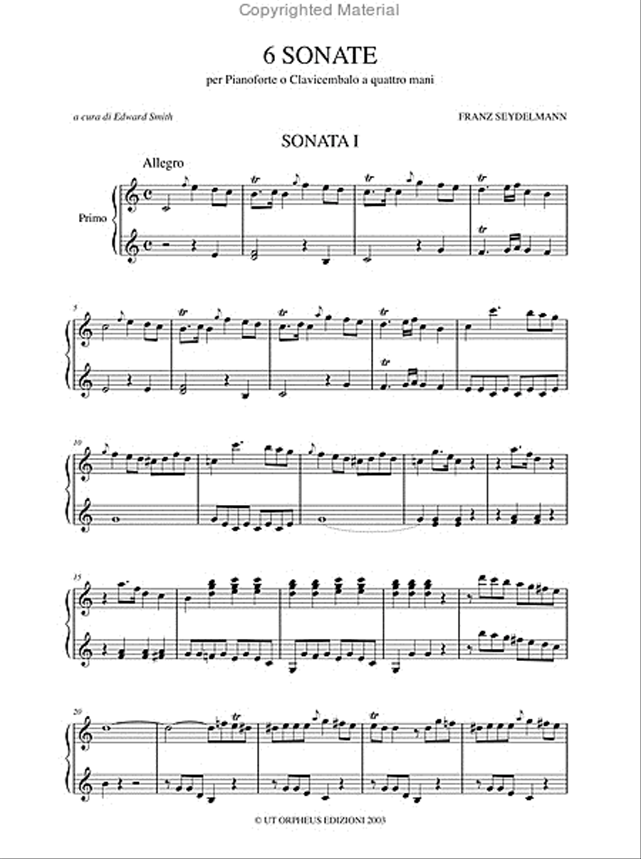 6 Sonatas for Piano or Harpsichord 4 Hands