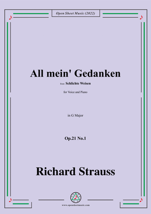 Book cover for Richard Strauss-All mein' Gedanken,Op.21 No.1,in G Major