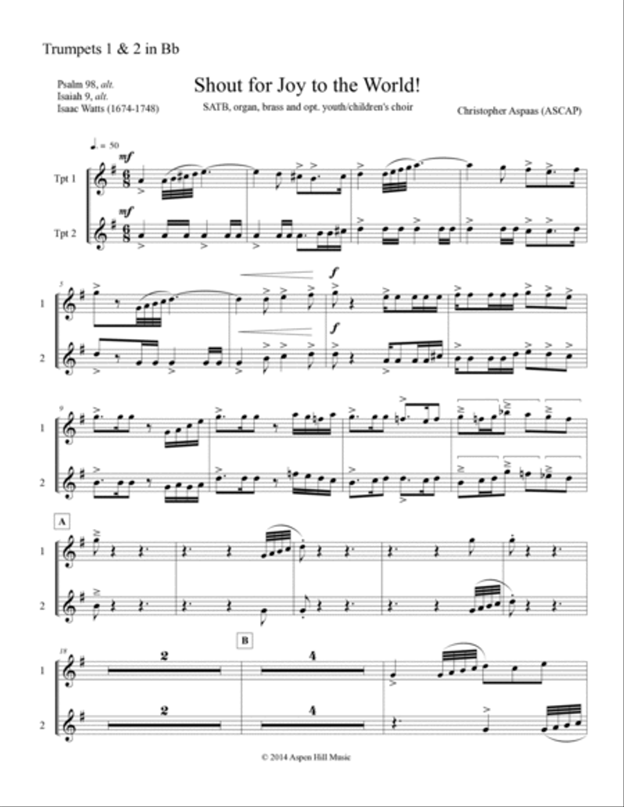 Shout for Joy to the World (Downloadable Brass Parts) Choir scores gallery preview page 5