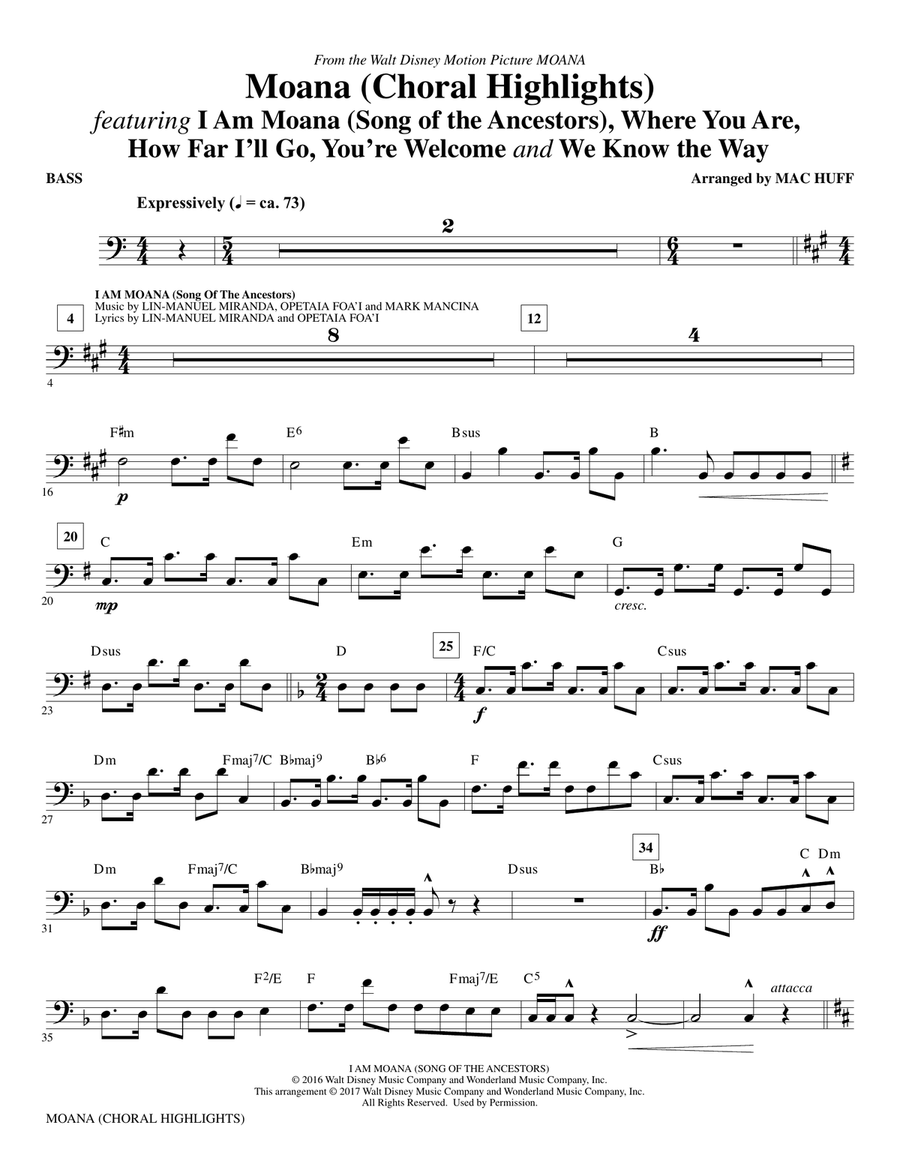 Moana - Bass Moana - Bass Choir scores gallery preview page 1