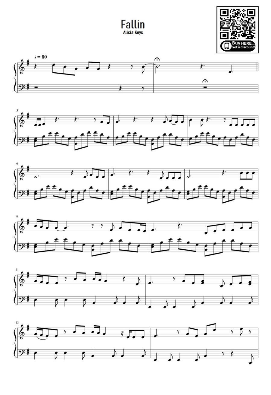 Fallin' Easy Piano scores gallery preview page 1