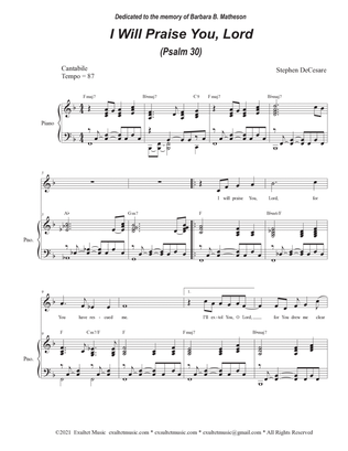 Book cover for I Will Praise You, Lord (Psalm 30) (Vocal Score)