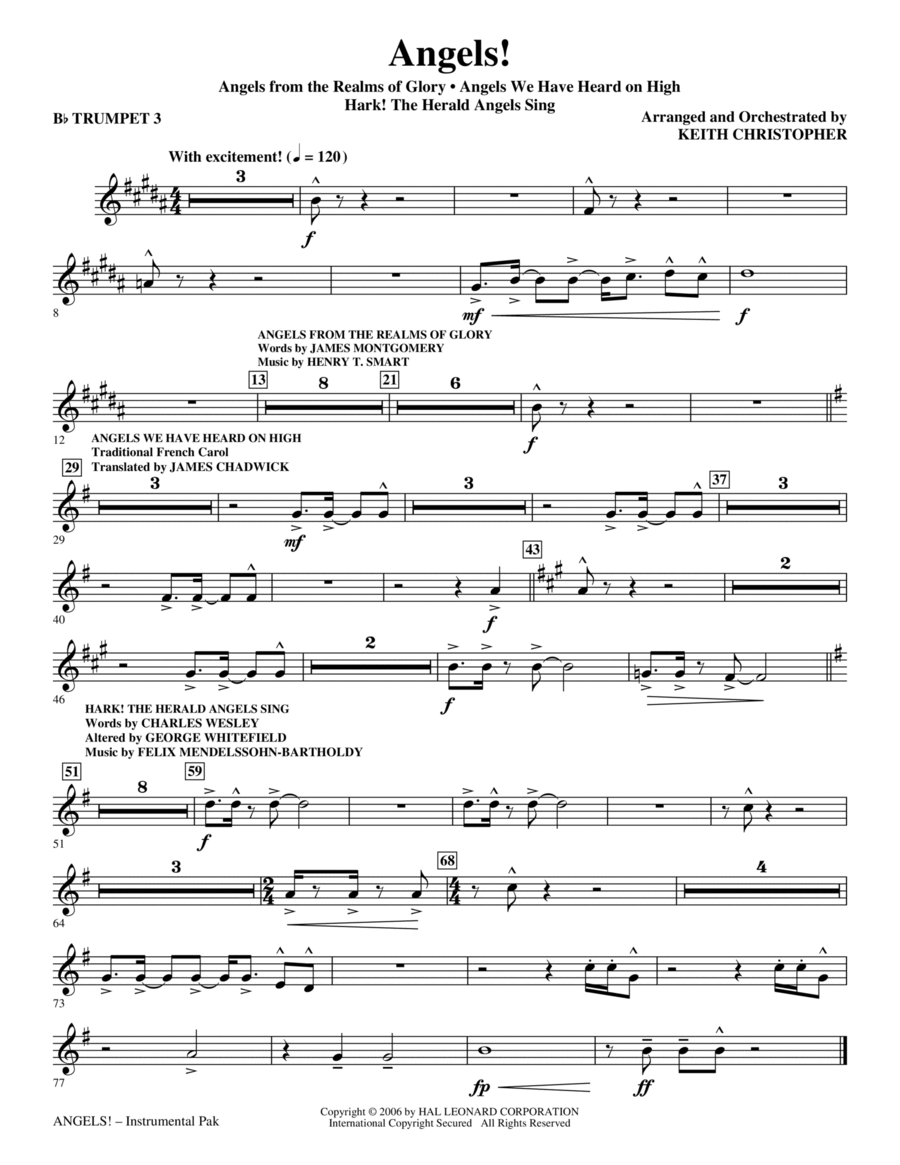Angels! (Medley) - Bb Trumpet 3 Choir scores gallery preview page 1