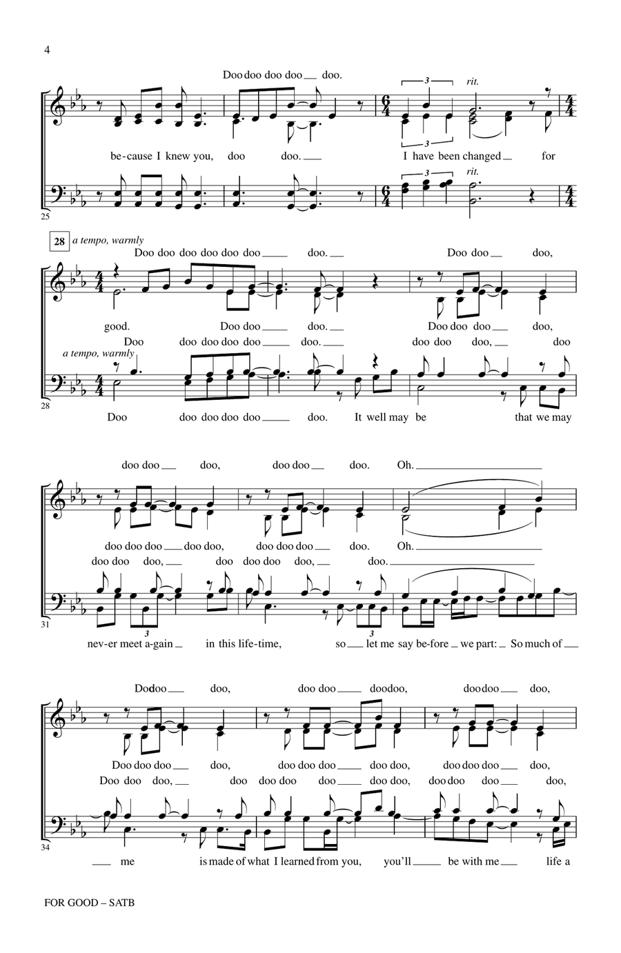 For Good (from Wicked) (arr. Kirby Shaw) 4-Part scores gallery preview page 3