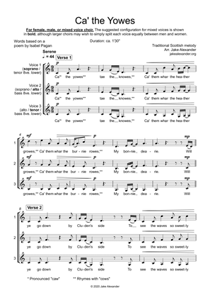 Ca' the Yowes - SSA/TBB/SAT a cappella