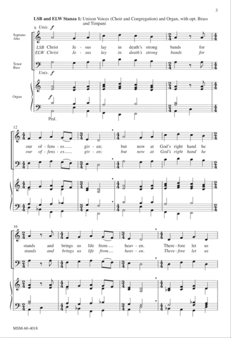Christ Jesus Lay in Death's Strong Bands 4-Part scores gallery preview page 3