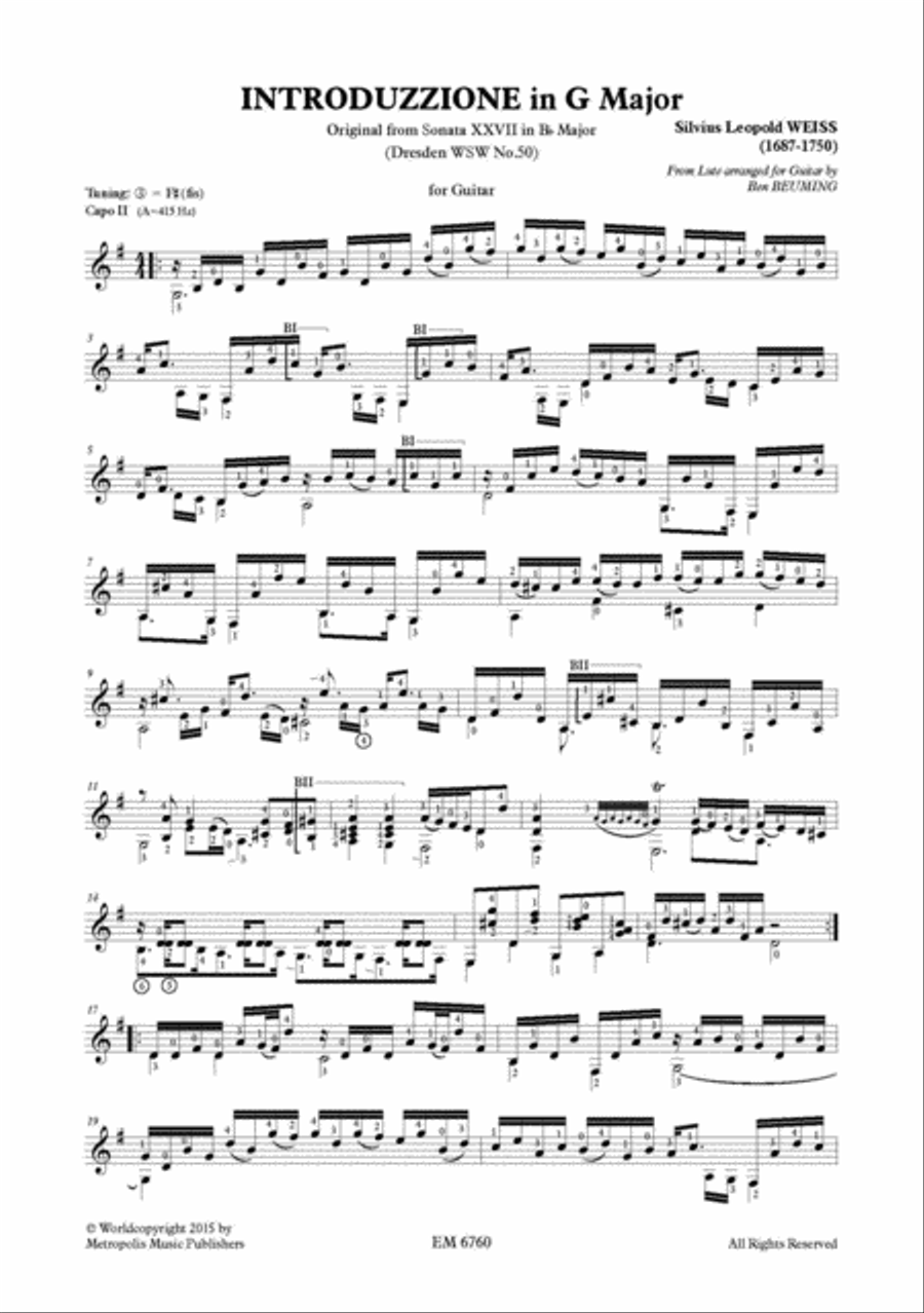 Sonata XXVII (Dresden nr.50) for Solo Guitar Classical Guitar scores gallery preview page 2