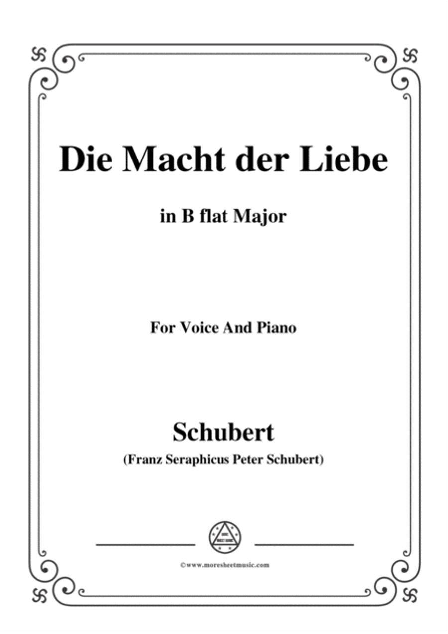Schubert-Die Macht der Liebe,in B flat Major,for Voice&Piano Voice scores gallery preview page 1