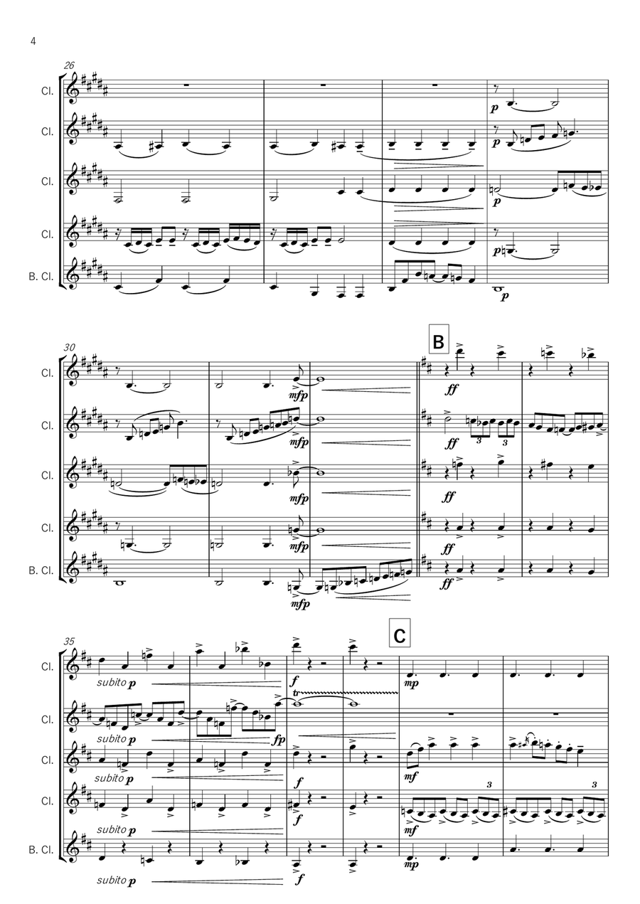 Rhapsody in Blue - Gershwin, for Clarinet Quintet Clarinet Quintet scores gallery preview page 4