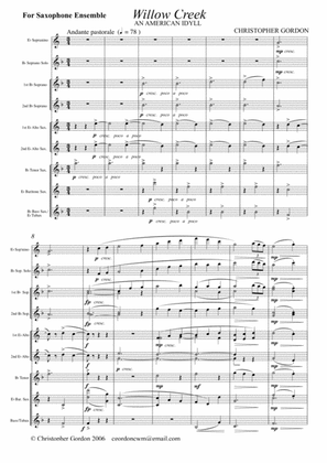 Willow Creek (An American Idyll) for Saxophone Choir