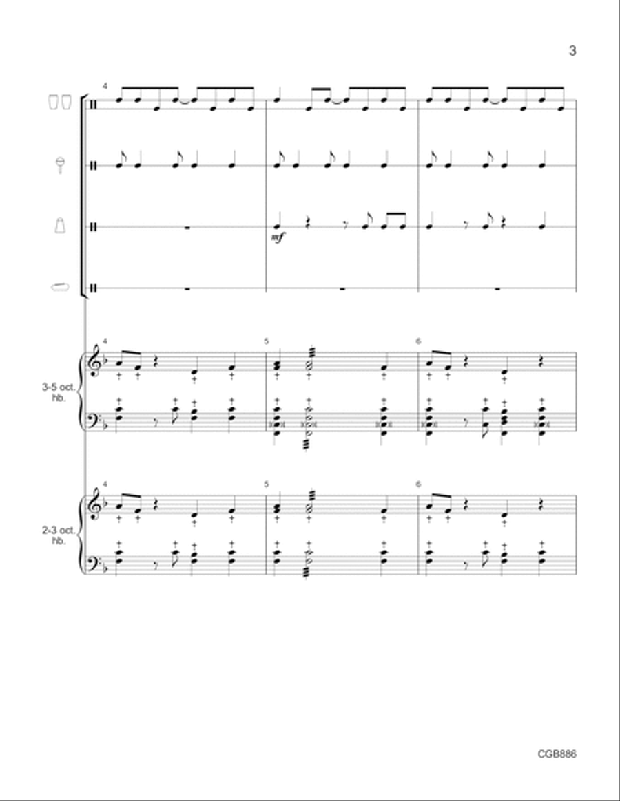 Sanna, Sannanina (Holy, Most Holy Lord) - Full Score Handbell Choir scores gallery preview page 3