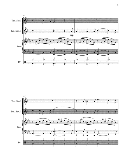 O Holy Night - 2 Tenor Saxes, Piano and Optional Drum Set - Intermediate Level image number null