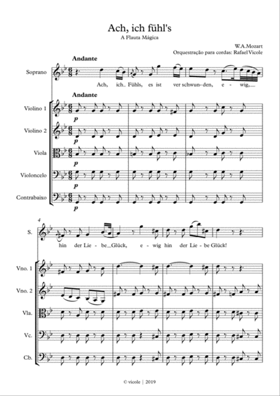 Magic Flute - Ach, Ich Fulls - W.A. Mozart Small Ensemble scores gallery preview page 2