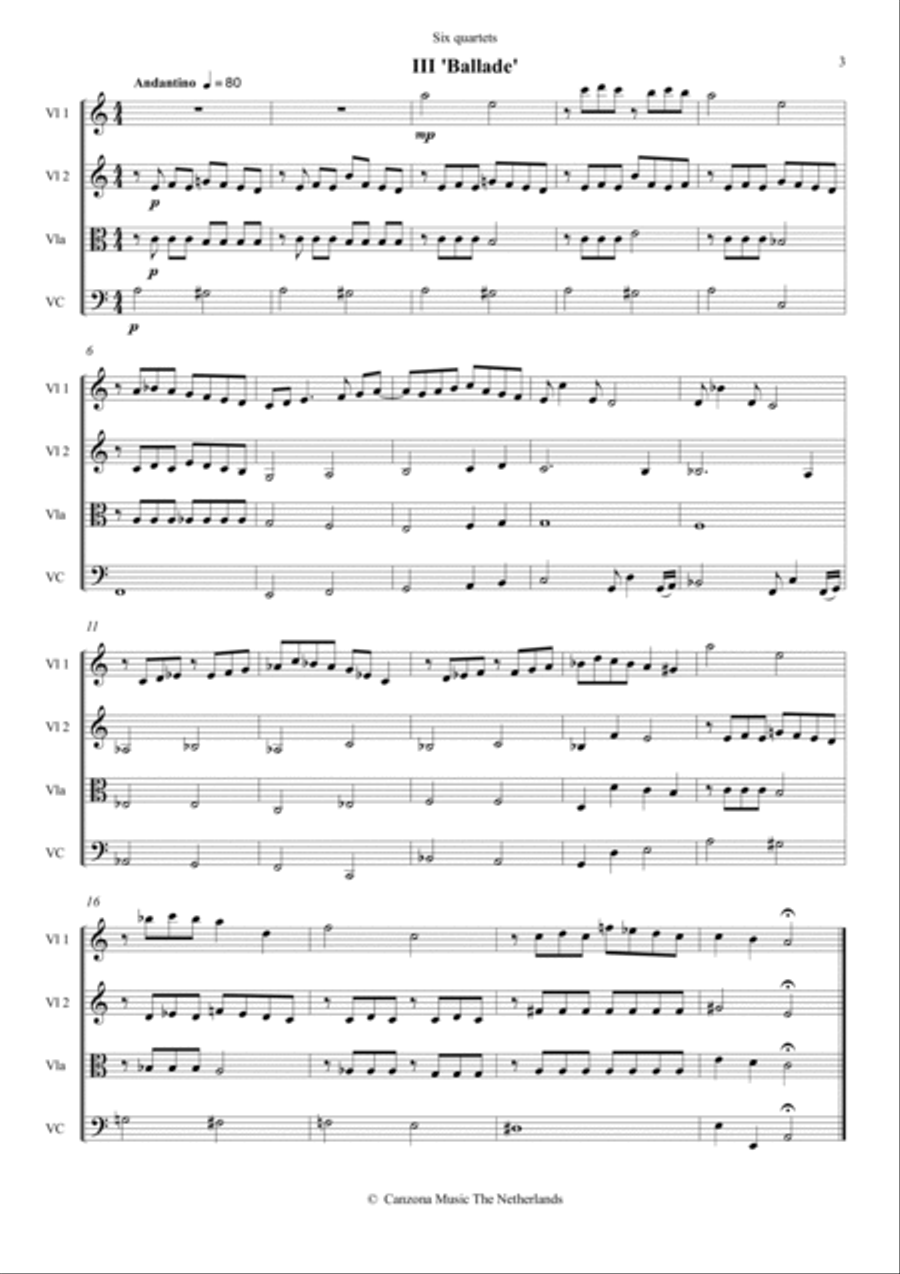 Six small String Quartets String Quartet scores gallery preview page 3
