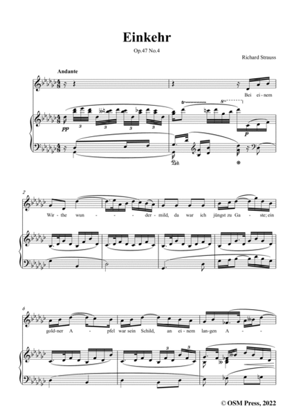 Richard Strauss-Einkehr,in G flat Major,Op.47 No.4 image number null