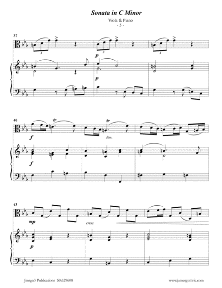 Telemann: Sonata in C Minor for Viola & Piano Viola scores gallery preview page 5