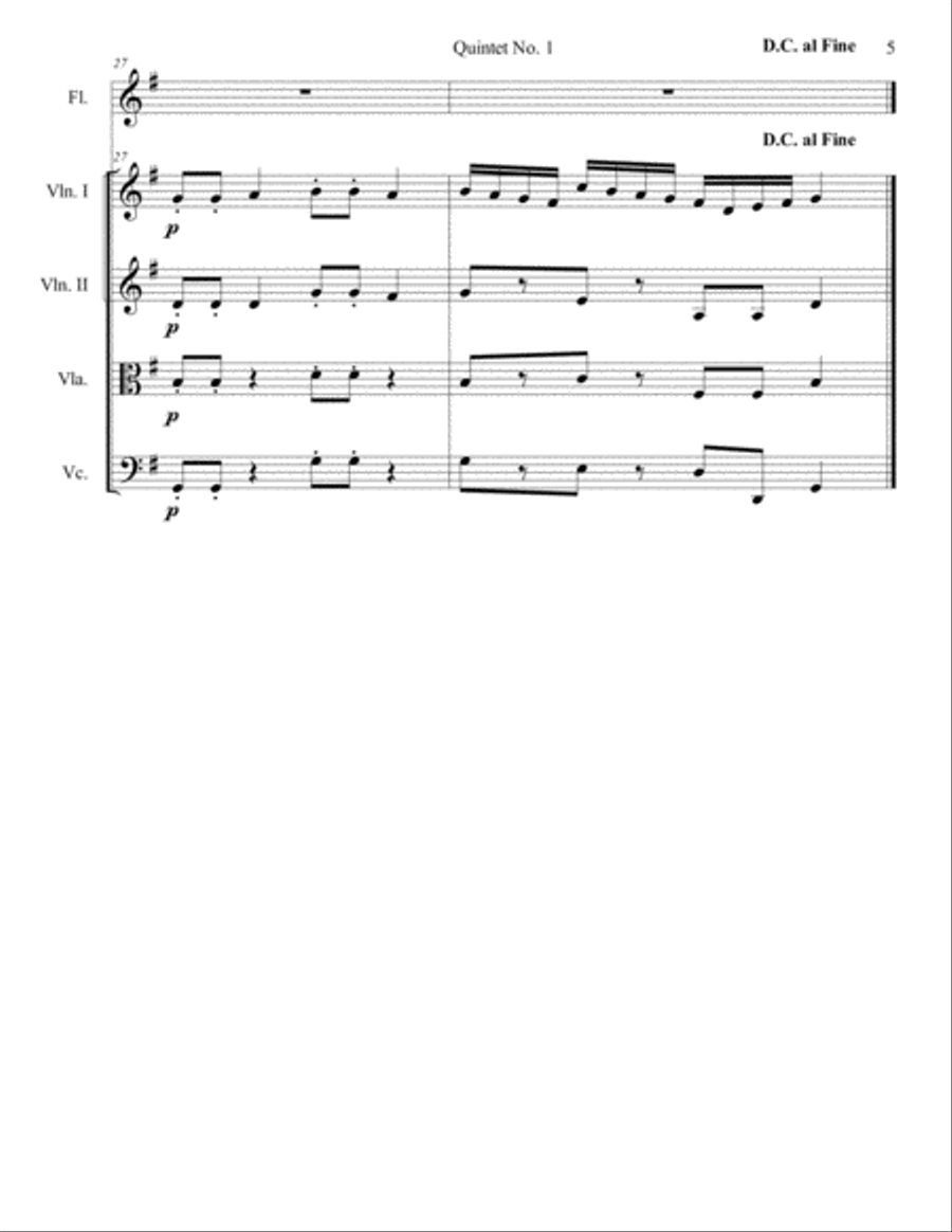Quintet No. 1 for Flute and Strings Chamber Orchestra scores gallery preview page 6